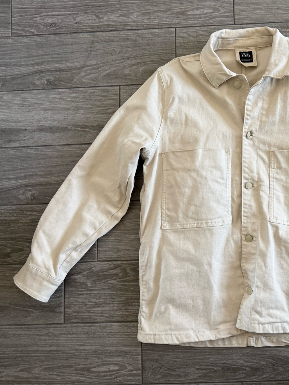 Zara|Canvas denim chore jacket in Off-White ,Workwear Shirt Jacket/anorak•LARGE - Picture 5 of 16